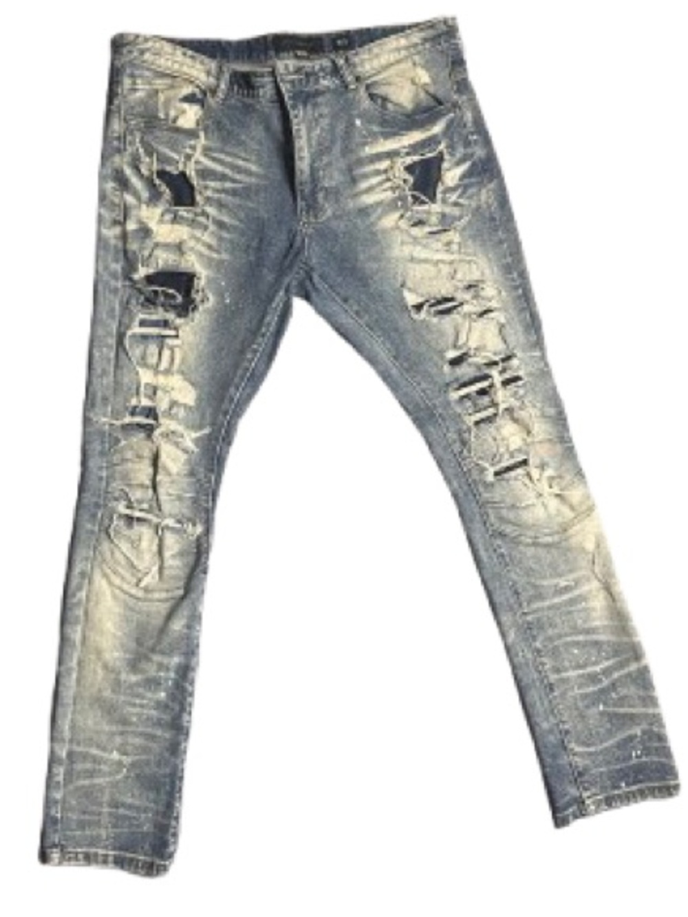 Decibel Slim Fit Distressed Light Blue Skinny Jeans for Men
